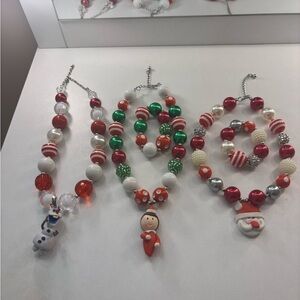 Festive Beaded Necklace Set - Red, Green, White (never been worn)